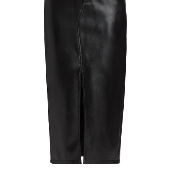 Cinq à Sept Tana Faux Leather Black Midi Skirt NWT Size 6 - Picture 2 of 5